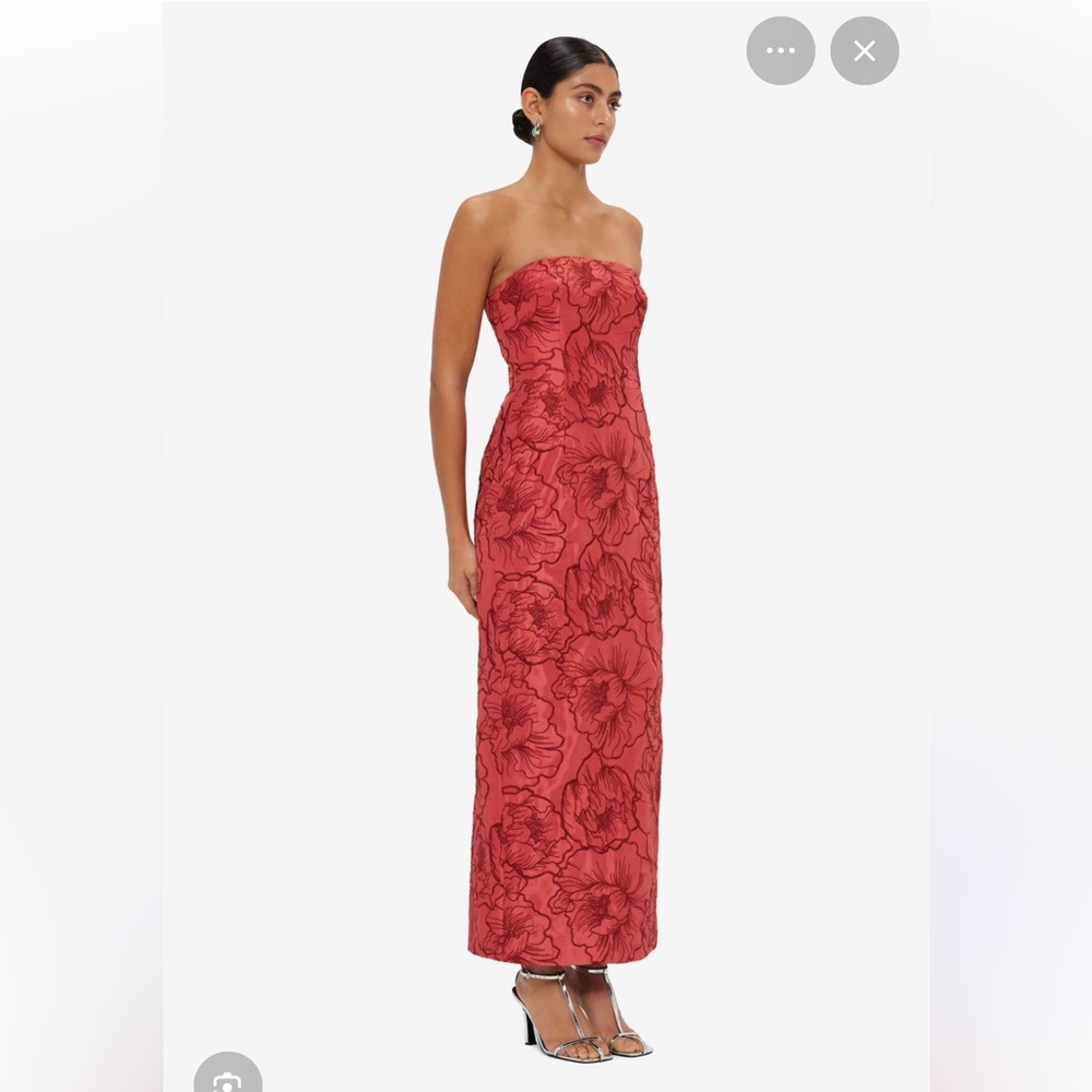 Strapless Leo Lin Pink Floral Evening Dress